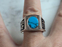 Load image into Gallery viewer, Mens Estate Sterling Silver Modernist Turquoise Ring 12.4g E4494
