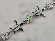 Load image into Gallery viewer, Womens Estate Sterling Silver Opal Sea Turtle Bracelet 10.3g E4516