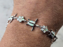 Load image into Gallery viewer, Womens Estate Sterling Silver Opal Sea Turtle Bracelet 10.3g E4516