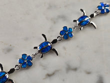 Load image into Gallery viewer, Womens Estate Sterling Silver Blue Opal Sea Turtle Bracelet 10.5g E4518