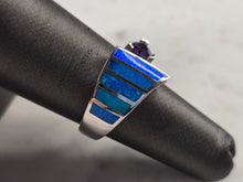 Load image into Gallery viewer, Womens Estate Sterling Silver Modernist Blue Opal Ring 5.0g E4520