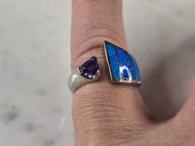 Load image into Gallery viewer, Womens Estate Sterling Silver Modernist Blue Opal Ring 5.0g E4520