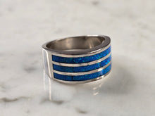 Load image into Gallery viewer, Womens Estate Sterling Silver Modernist Blue Opal Ring 7.1g E4521