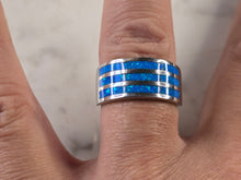 Load image into Gallery viewer, Womens Estate Sterling Silver Modernist Blue Opal Ring 7.1g E4521