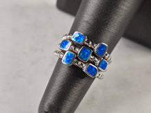 Load image into Gallery viewer, Womens Estate Sterling Silver Modernist Blue Opal Ring 6.3g E4523