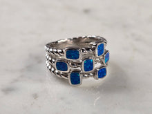 Load image into Gallery viewer, Womens Estate Sterling Silver Modernist Blue Opal Ring 6.3g E4523