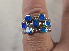 Load image into Gallery viewer, Womens Estate Sterling Silver Modernist Blue Opal Ring 6.3g E4523