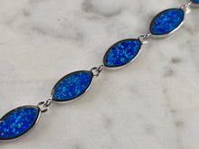 Load image into Gallery viewer, Womens Estate Sterling Silver Blue Opal Modernist Bracelet 10.4g E4525