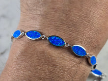 Load image into Gallery viewer, Womens Estate Sterling Silver Blue Opal Modernist Bracelet 10.4g E4525