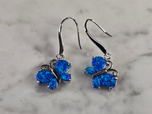Load image into Gallery viewer, Womens Estate Sterling Silver Blue Opal Butterfly Earrings 5.5g E4527