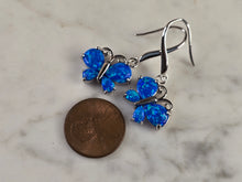 Load image into Gallery viewer, Womens Estate Sterling Silver Blue Opal Butterfly Earrings 5.5g E4527