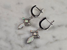 Load image into Gallery viewer, Womens Estate Sterling Silver Opal Cross Earrings 4.8g E4528