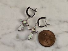 Load image into Gallery viewer, Womens Estate Sterling Silver Opal Cross Earrings 4.8g E4528