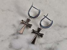 Load image into Gallery viewer, Womens Estate Sterling Silver Opal Cross Earrings 4.2g E4529