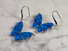 Load image into Gallery viewer, Womens Estate Sterling Silver Blue Opal Butterfly Earrings 7.7g E4531