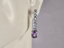 Load image into Gallery viewer, Womens Estate Sterling Silver Amethyst Earrings 3.0g E4549
