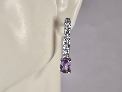 Womens Estate Sterling Silver Amethyst Earrings 3.0g E4549