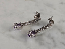 Load image into Gallery viewer, Womens Estate Sterling Silver Amethyst Earrings 3.0g E4549