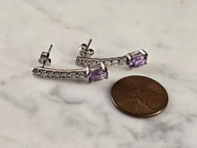 Load image into Gallery viewer, Womens Estate Sterling Silver Amethyst Earrings 3.0g E4549