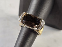 Load image into Gallery viewer, Womens Sterling Silver Gold Tone Modernist Smoky Quartz Ring 9.0g E4561