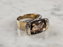 Load image into Gallery viewer, Womens Sterling Silver Gold Tone Modernist Smoky Quartz Ring 9.0g E4561
