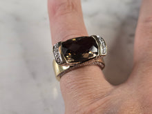 Load image into Gallery viewer, Womens Sterling Silver Gold Tone Modernist Smoky Quartz Ring 9.0g E4561