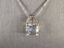Load image into Gallery viewer, Womens Vintage Estate Modernist Sterling Silver CZ Pendant Necklace 6.2g E4573