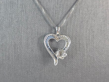 Load image into Gallery viewer, Womens Vintage Estate Sterling Silver Diamond Heart Pendant Necklace 3.6g E4617