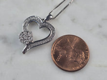 Load image into Gallery viewer, Womens Vintage Estate Sterling Silver Diamond Heart Pendant Necklace 3.6g E4617