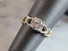 Load image into Gallery viewer, Womens Vintage Estate Sterling Silver CZ Heart Ring 2.8g #E4632