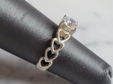 Load image into Gallery viewer, Womens Vintage Estate Sterling Silver CZ Heart Ring 2.8g #E4632