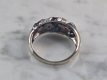 Load image into Gallery viewer, Womens Vintage Estate 14K White Gold Sapphire Diamond Ring 3.8g E4639