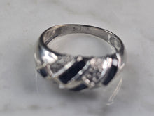 Load image into Gallery viewer, Womens Vintage Estate 14K White Gold Sapphire Diamond Ring 3.8g E4639
