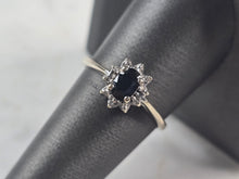 Load image into Gallery viewer, Womens Vintage Estate 14K White Gold Sapphire Diamond Ring 2.4g #E4641