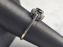 Load image into Gallery viewer, Womens Vintage Estate 14K White Gold Sapphire Diamond Ring 2.4g #E4641