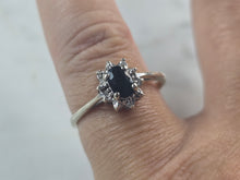 Load image into Gallery viewer, Womens Vintage Estate 14K White Gold Sapphire Diamond Ring 2.4g #E4641