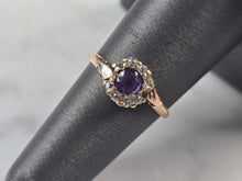 Load image into Gallery viewer, Womens Vintage Estate 14K Mixed Gold Amethyst Diamond Ring 1.8g E4642
