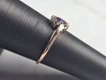 Load image into Gallery viewer, Womens Vintage Estate 14K Mixed Gold Amethyst Diamond Ring 1.8g E4642