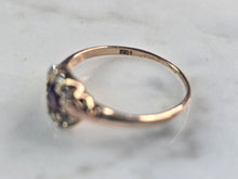 Load image into Gallery viewer, Womens Vintage Estate 14K Mixed Gold Amethyst Diamond Ring 1.8g E4642