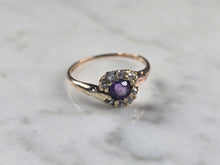 Load image into Gallery viewer, Womens Vintage Estate 14K Mixed Gold Amethyst Diamond Ring 1.8g E4642