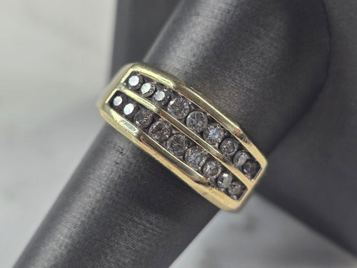 Mens Vintage Estate 10K Yellow Gold Diamond Ring 7.5g E4655