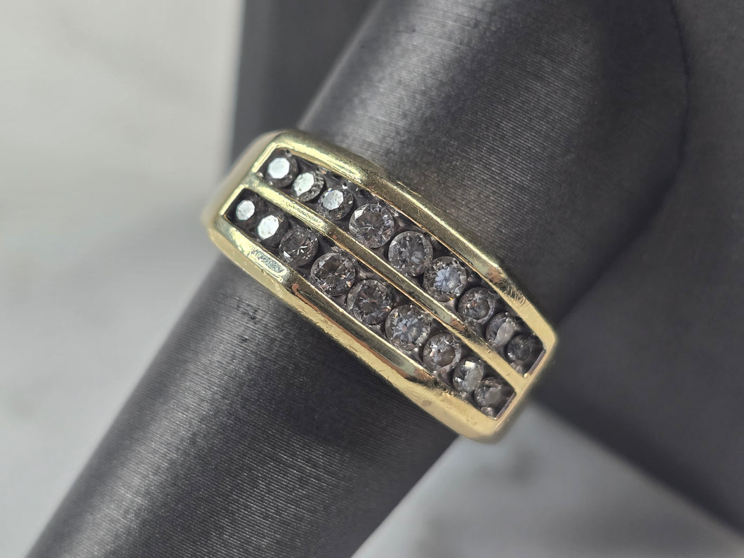 Mens Vintage Estate 10K Yellow Gold Diamond Ring 7.5g E4655