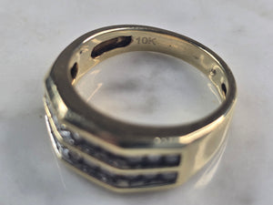 Mens Vintage Estate 10K Yellow Gold Diamond Ring 7.5g E4655
