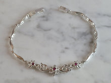 Load image into Gallery viewer, Womens Vintage Estate Sterling Silver Garnet CZ Bracelet 5.6g E4659