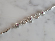 Load image into Gallery viewer, Womens Vintage Estate Sterling Silver Garnet CZ Bracelet 5.6g E4659