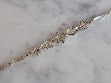 Load image into Gallery viewer, Womens Vintage Estate Sterling Silver Garnet CZ Bracelet 5.6g E4659