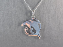 Load image into Gallery viewer, Womens Sterling Silver Blue Opal Dolphin Pendant Necklace 6.7g E4665