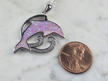 Load image into Gallery viewer, Womens Sterling Silver Pink Opal Dolphin Pendant Necklace 6.7g E4667