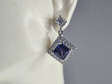Load image into Gallery viewer, Womens Vintage Estate Sterling Silver Tanzanite CZ Stud Earrings 8.0g E4679