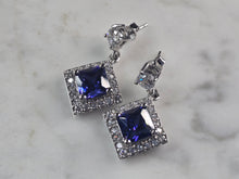 Load image into Gallery viewer, Womens Vintage Estate Sterling Silver Tanzanite CZ Stud Earrings 8.0g E4679
